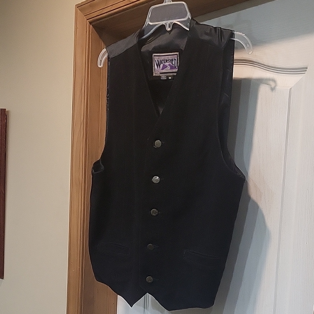 Vintage Watershed Suede Leather Front Vest Satin Back Size M